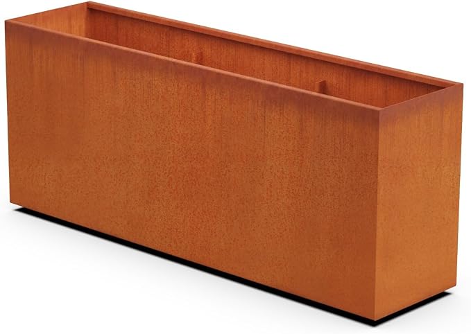 Large Rectangular Planters for Outdoor Plants 72x18x30 | Corten Steel Planter by Plantercraft
