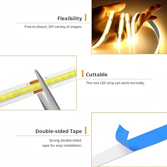 ZSLAIFU A 5V USB LED Light Strip, COB LED Strip Lights, Small LED Strip Light - Image 7