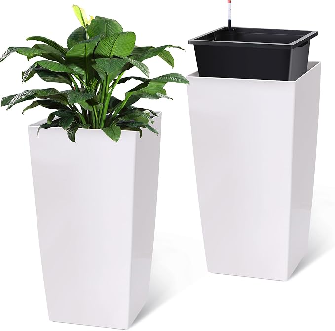 Garvee 30" Tall Planters Set of 2, Outdoor＆Indoor Planter Pots | High Front by Garvee