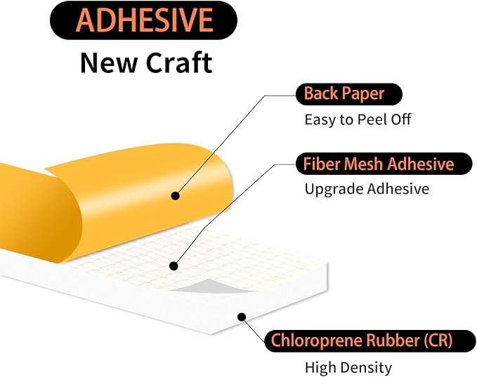 Foam Tape, Weather Stripping, High Density CR, Soundproof, 1/2 in x 1/8 in x - Image 2