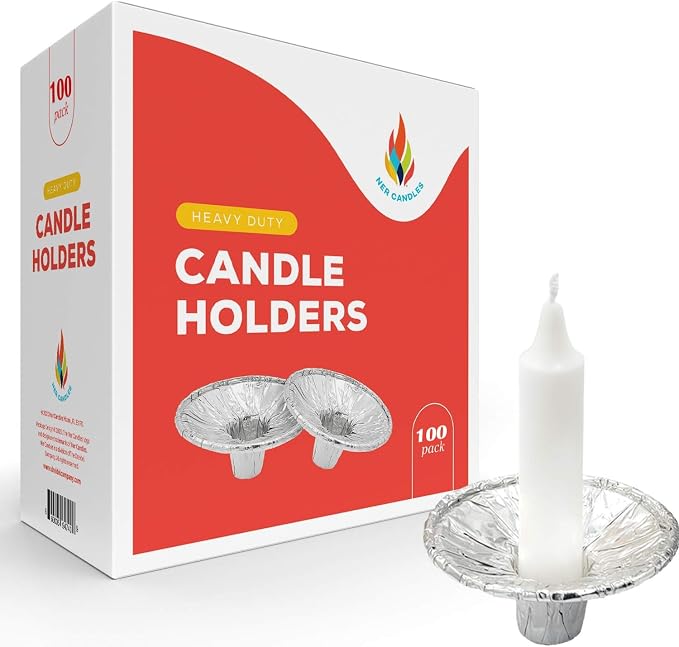 The Dreidel Company Extra Heavy Disposable Candle Holders, 100 Pack by TheDreidelCompany