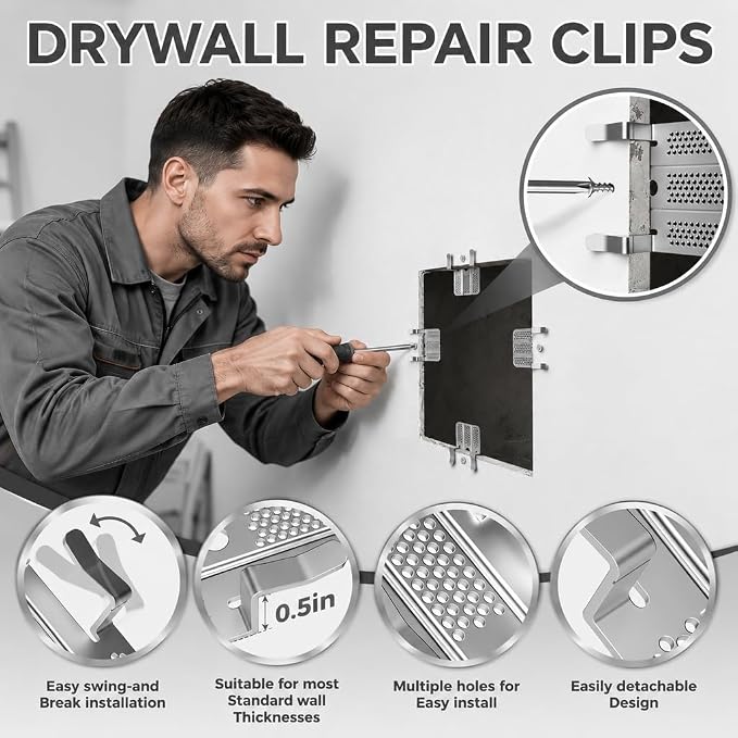 12 Pack Drywall Repair Clips, Heavy Duty Drywall Clips - Image 4