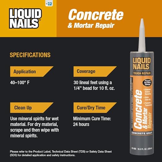 Liquid Nails 10.3 oz Concrete & Mortar Repair Adhesive | Interior/Exterior - Image 6