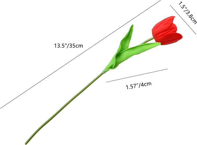 Mandy's 12pcs Artificial Red Open Tulips | 13.5 Inch Lifelike PU Tulips Faux - Image 2