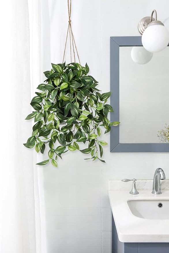 Briful Artificial Hanging Plants in Black Pot 17.7" Lifelike Trailing Faux - Image 5