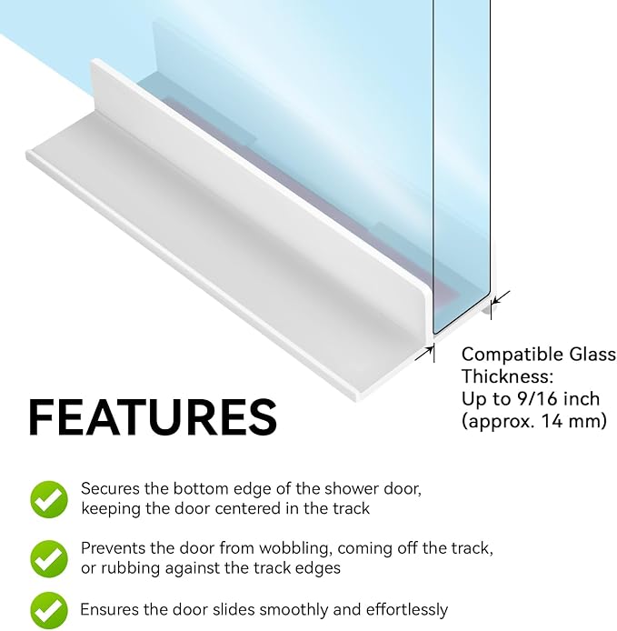 M6221 Sliding Shower Door Bottom Track Guide, 5/8 in. Channels, Glass Shower - Image 4