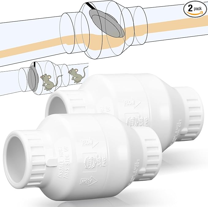 Geetery 2 Pcs 3/4'' PVC Check Valve Slip Swing No Spring Back Flow Preventer by Geetery