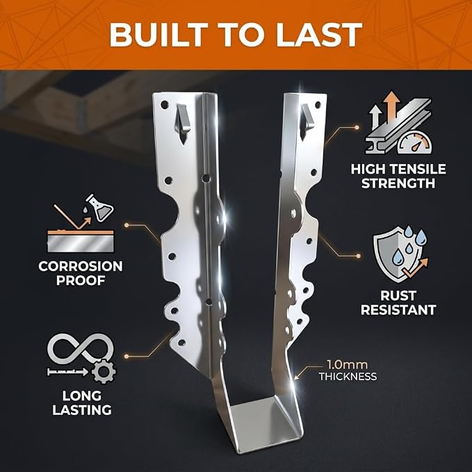 50 Pack 2x10 Joist Hangers, 18 Gauge Galvanized Face Mount | Wood connectors - Image 4