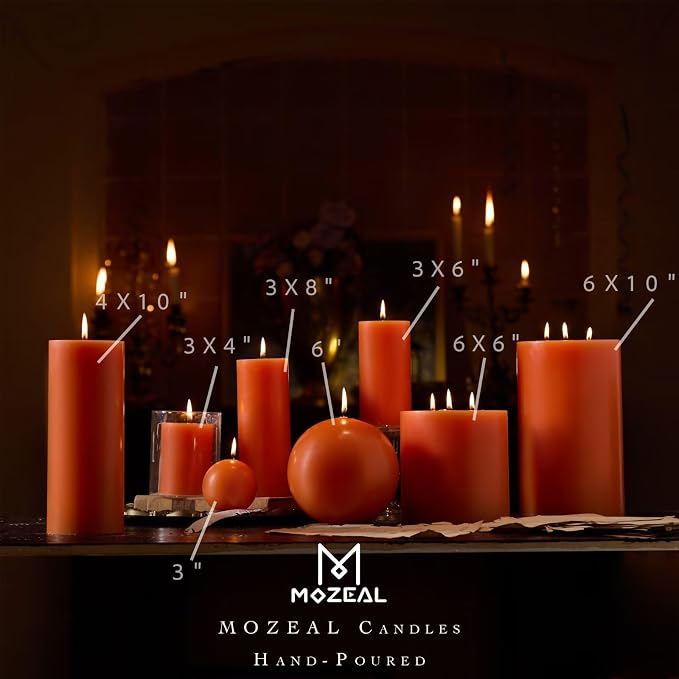 MOZEAL 3" x 4" Hand-Poured Unscented Candle, Dripless Pillar Candle Set of 3 - Image 3