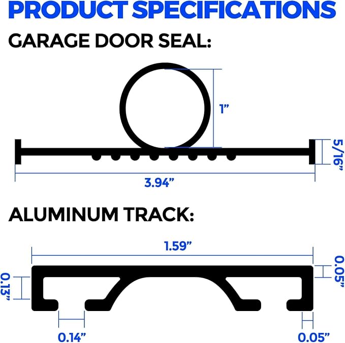 Holikme 10FT Garage Door Bottom Seal, Pre-drilled Track, U+O Rubber Seal - Image 4