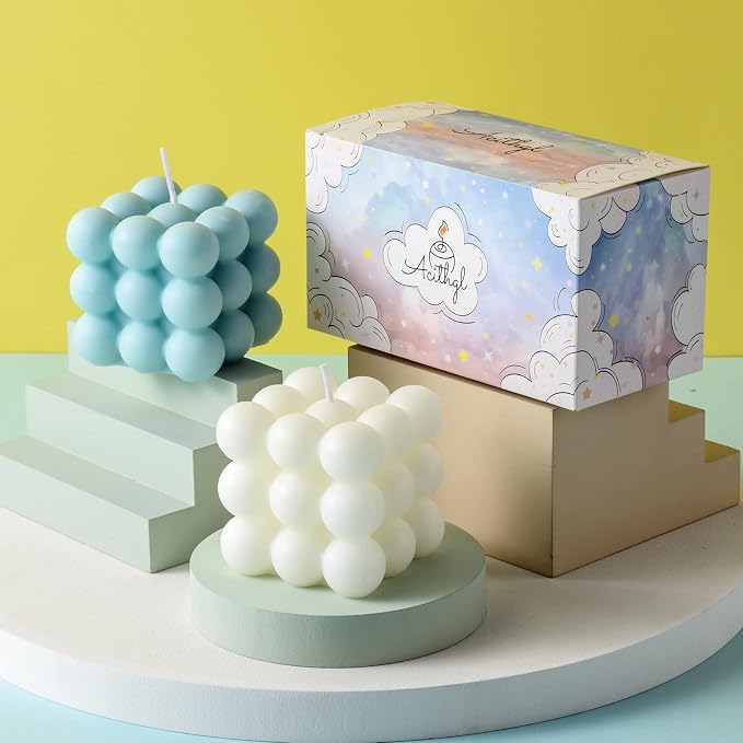 Bubble Candle - Cube Soy Wax Candles, Home Decor Candle, Scented Candle Set 2 - Image 4