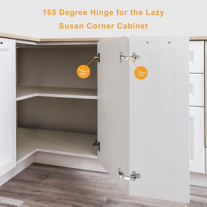 2 Pack 165 Degree Frameless Lazy Susan Hinge, Clip ON Plate - Image 6