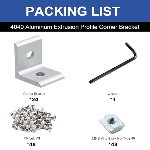 24Pack 4040 Corner Bracket Connector 90Degree Angle Bracket Silver | 40 Series - Image 3