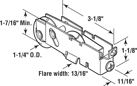 Prime-Line D 1845 1-1/4 In. Steel Sliding Door Tandem Roller Assembly | F-Tab - Image 2