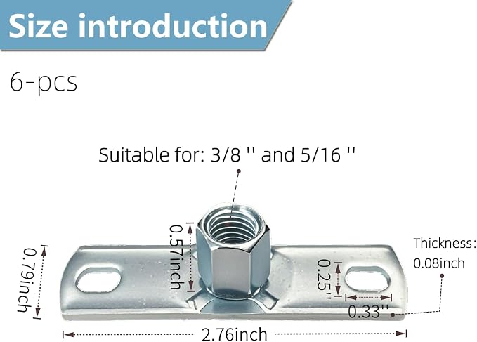 6 Pcs Ceiling Flange Hangers for 3/8 in or 5/16 in Threaded Rod，Galvanized Iron - Image 2