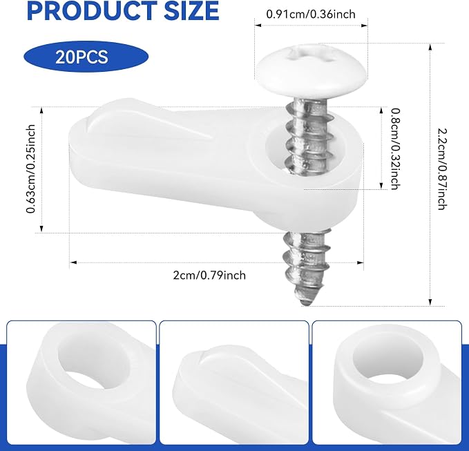 20 Pack Window Screen Clips, PL 7909 Molded Plastic Window Screen Holder Clips - Image 2