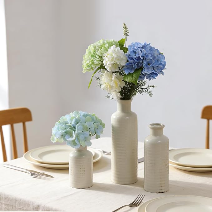 White Ceramic Vase Set of 3, Rustic Vase - Image 4