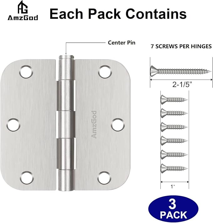 Door Hinges Brushed Nickel - Image 3
