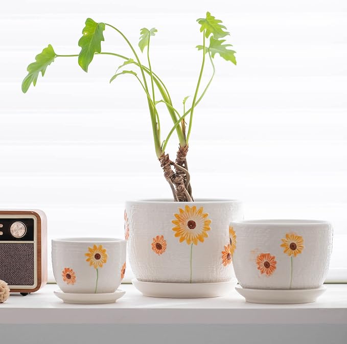 Ceramic Plant Pots, Sunflower Planters - Image 6