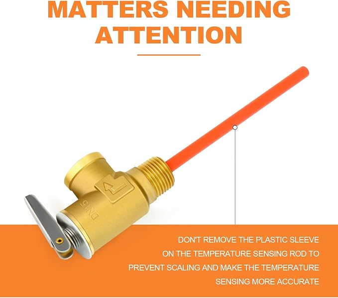 GASHER 1/2" NPT RV Water Heater Temperature & Pressure Relief Valve - Image 3