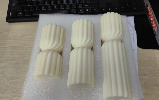 Conelist Ribbed Pillar Candles Set of 3 Width 2.4" High 5.5" 7" 9" Handmade - Image 7