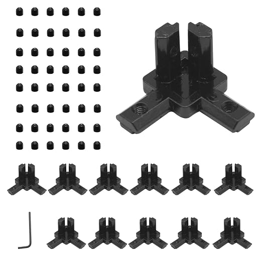 12pcs 2020 Hardware 3-Way Corner Bracket Angel Connector Black | by SeekLiny