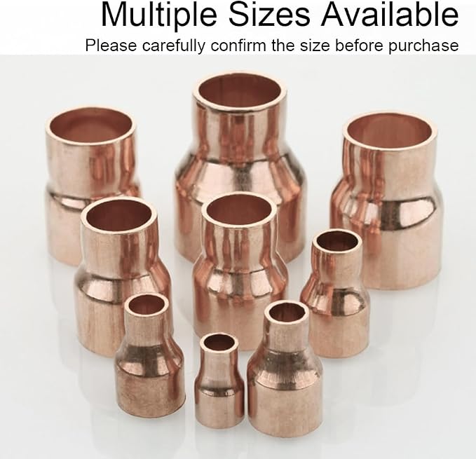 Joywayus 5PCS 1" x 1/2" ID Copper Sweat Reducer Coupling Pipe Fitting Pressure - Image 3