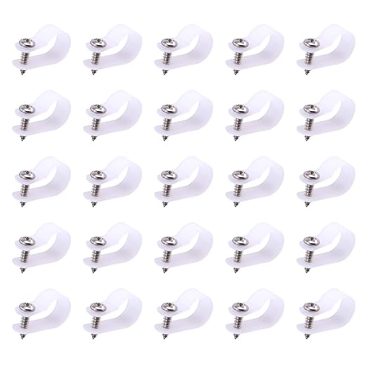 Swpeet 60 Pack White 5/8 Inch Nylon Plastic R-Type Cable Clips Clamp Kit by Swpeet
