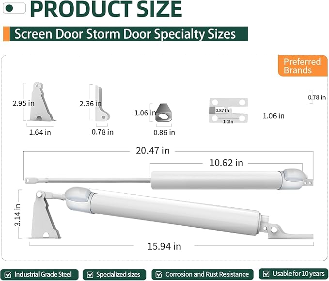 Storm Door Closer&Screen Door Closer Kit, Equipped - Image 7