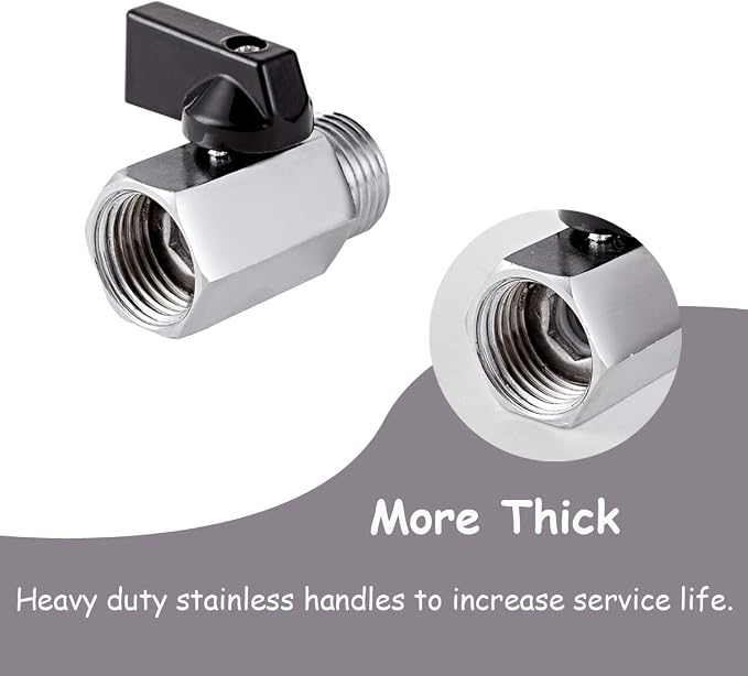 2 Pack Brass Mini Ball Valve 1/2" NPT Female x Male Thread Shut-Off Valve - Image 3
