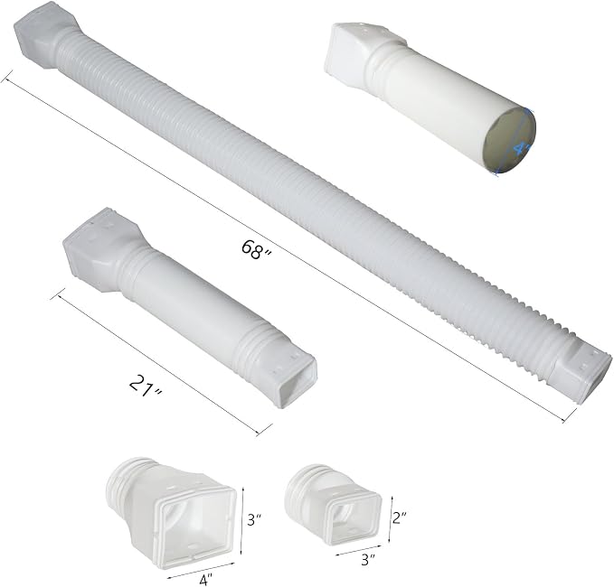 plusgutter White-2pack Rain Gutter Downspout Extensions Flexible, Drain - Image 6