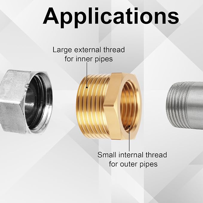 5pcs Brass Reducer Hex Bushing, 3/4" NPT Male to 1/2" NPT Female Adapter | - Image 6