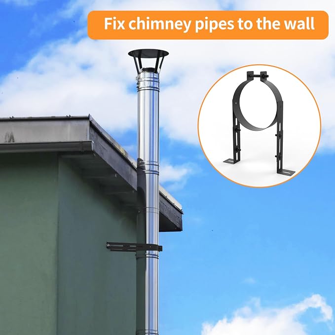 6 Inch Chimney Pipe Support Bracket, Adjustable Vent Wall Strap, Stainless - Image 5