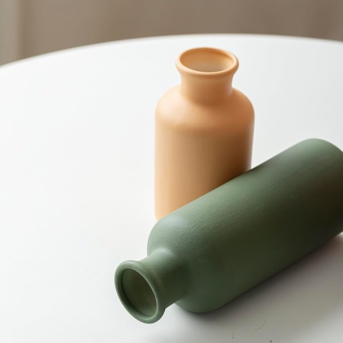 Modern Ceramic Vase Set of 3, Neutral Colors, Decorative Bottles - Image 6