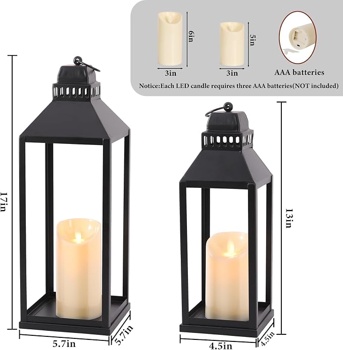 Decorative Lanterns Indoor Outdoor, Timer Remote Control - Image 2