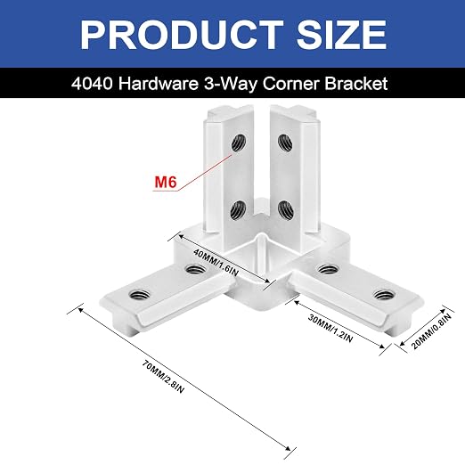 12pcs 4040 Hardware 3-Way Angel Bracket Corner Connector Silver | - Image 2