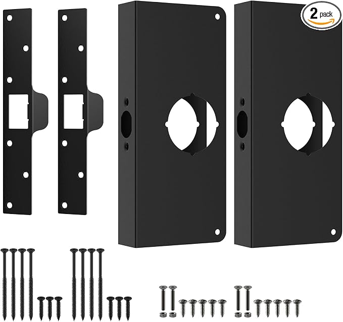 2 Pack U 9476 Extra Long Door Strike Plate+U 9585 Door Lock Reinforcement Plate by PalpitateC