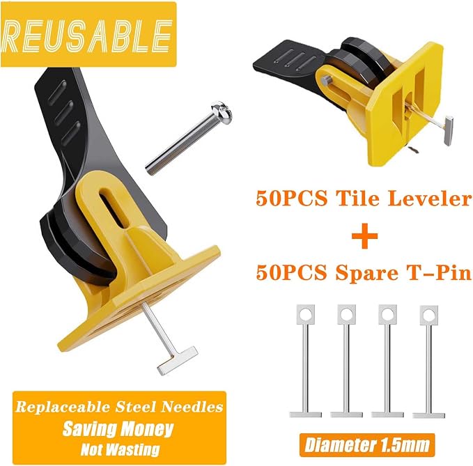 Tile Leveling System Kit 1/8 Tile Spacers Reusable 50pcs Leveler Tile Tools - Image 2