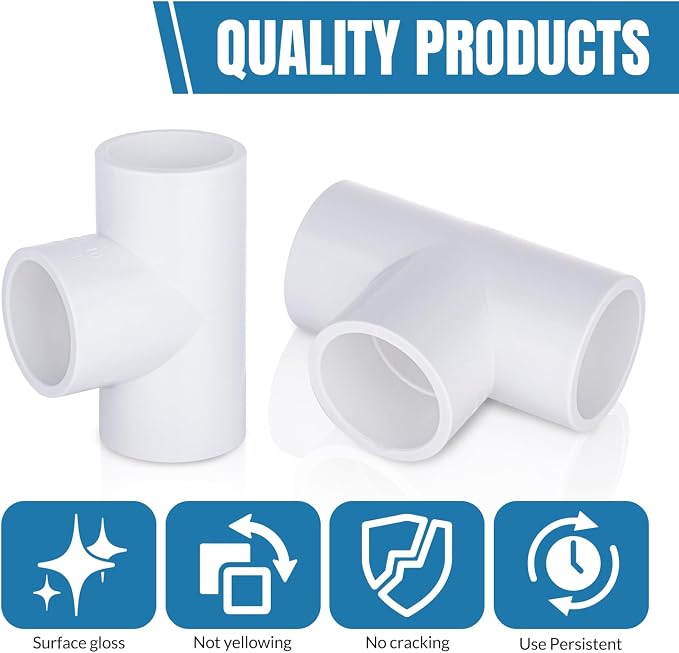 16 Pack 1 inch 3 Way Tee PVC Fitting, Furniture Grade Pipe Elbow Connector - Image 5