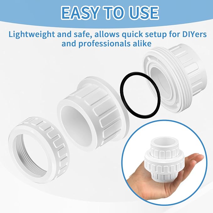 4 Pcs 1" PVC Union Pipe Fitting, 1 inch PVC Slip Union Coupling Adapter - Image 5