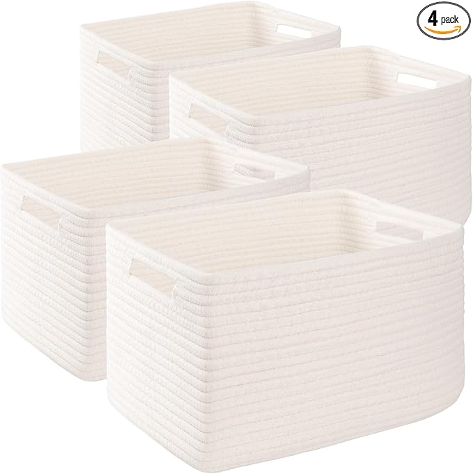 4 Pack Storage Baskets for Organizing, Woven Baskets for Shelves by SIXDOVE