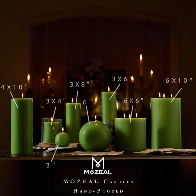 MOZEAL 3" x 8" Hand-Poured Unscented Large Candle, Smokeless Rustic Pillar - Image 4