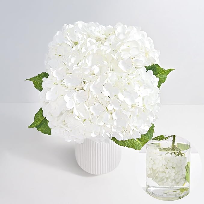 4Pcs 21in Hydrangea Artificial Flowers, Latex Real Touch Hydrangeas | Lifelike by MARTINEMALL