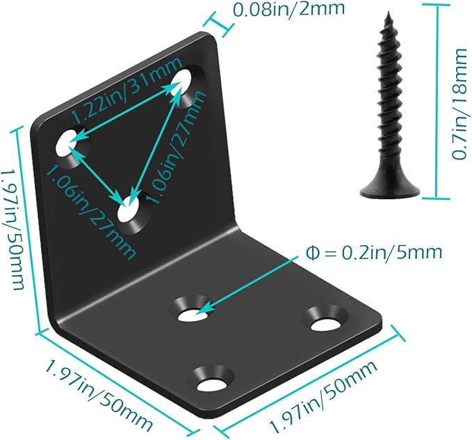 Black Stainless Steel Shelf Bracket, Joint Right Angle Bracket, L Shape Heavy - Image 2