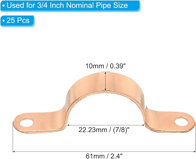 PATIKIL 3/4" Copper Pipe Strap Fittings - Image 2