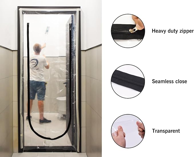 ROLLINGDOG Zippered Dust Barrier Door Heavy Duty Plastic Partition Sheet - Image 4