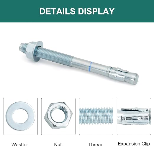 3/4" x 8-1/2" Concrete Anchors 3/4 inch Wedge Anchors Bolts Zinc Plated - Image 3