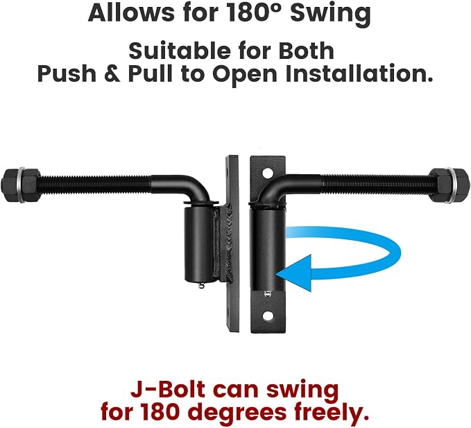 Heavy Duty 3/4" J-Bolt Gate Hinge, 7 Inch Adjustable Hinge, Supports Up to 1100 - Image 5