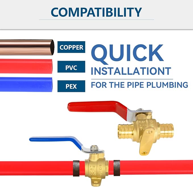 2PACK GUOFIS 3/4" PEX Crimp Full Port Ball Valve - Image 5
