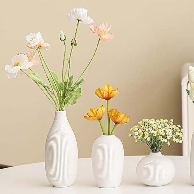 White Ceramic Vase Set of 3 - Image 5